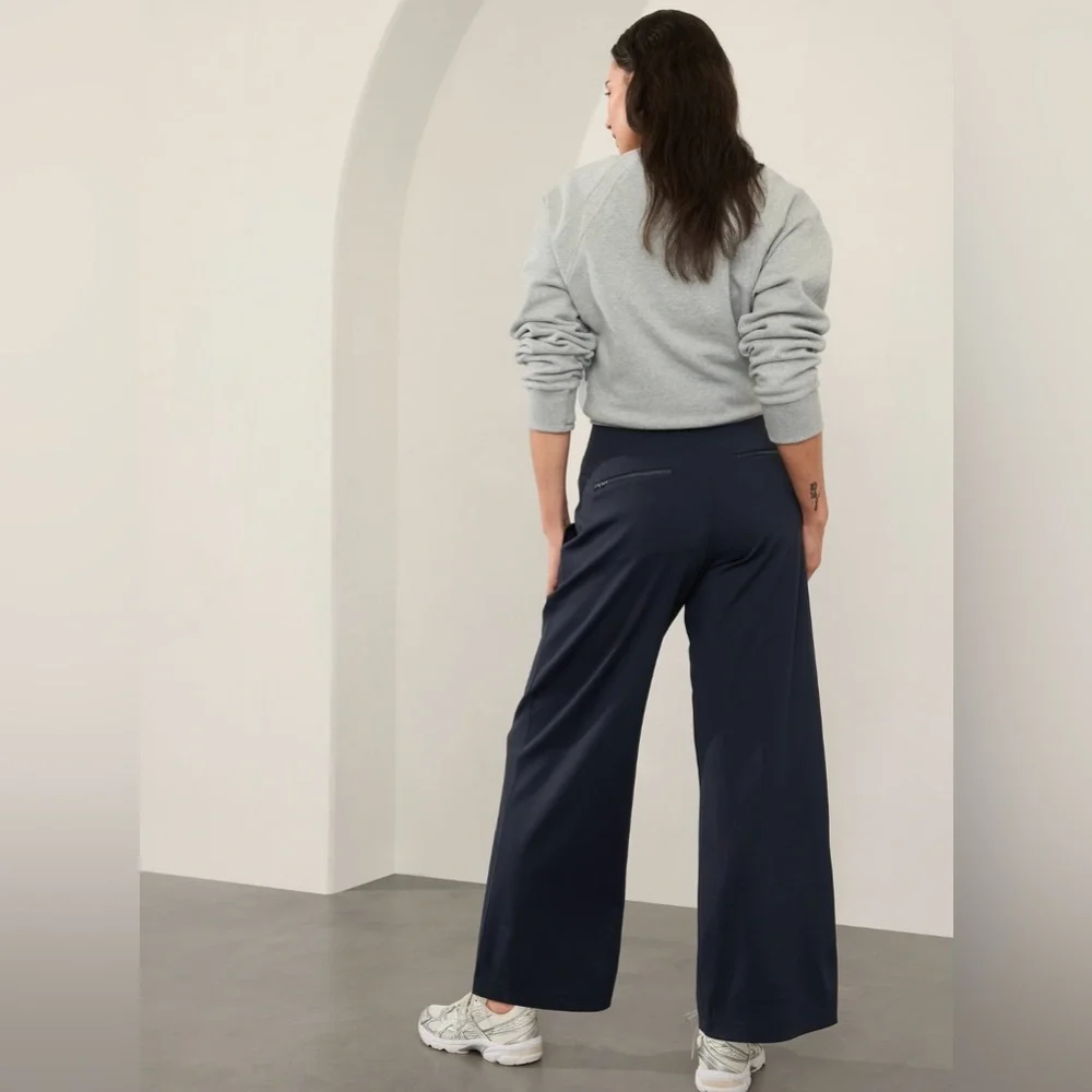 NWT-Athleta Navy Venice Wide Leg Pant, Medium - Picture 7 of 10